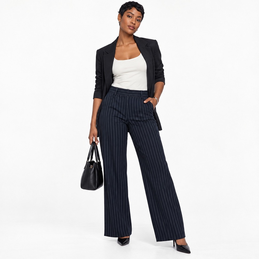 Alice + Olivia by Stacey Bendet Women's Pants Office Black Pinstripe Size 10